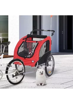 Aosom Dog Bike Trailer 2 In 1 Pet Stroller with Canopy and Storage Pockets Red -Cheap Altea Milano Shop Belk 1016