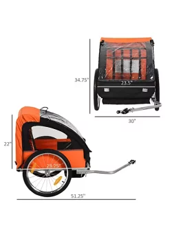 Aosom 2 Seat Kids Child Bicycle Trailer with a Strong Steel Frame 5 Point Safety Harnesses and Comfortable Seat Orange -Cheap Altea Milano Shop Belk 1025