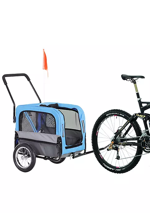 Aosom Elite Jr Dog Bike Trailer 2 In 1 Pet Stroller Cart Bicycle Wagon Cargo Carrier Attachment for Travel with 360 Degree Swivel Wheels and Large Easy Entry Blue 6 Aosom Elite Jr Dog Bike Trailer 2 In 1 Pet Stroller Cart Bicycle Wagon Cargo Carrier Attachment for Travel with 360 Degree Swivel Wheels and Large Easy Entry Blue - Image 4