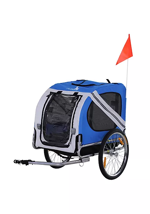Aosom Dog Bike Trailer Pet Cart Bicycle Wagon Cargo Carrier Attachment for Travel with 3 Entrances Large Wheels for Off Road and Mesh Screen Light Blue / Grey 5 Aosom Dog Bike Trailer Pet Cart Bicycle Wagon Cargo Carrier Attachment for Travel with 3 Entrances Large Wheels for Off Road and Mesh Screen Light Blue / Grey - Image 3
