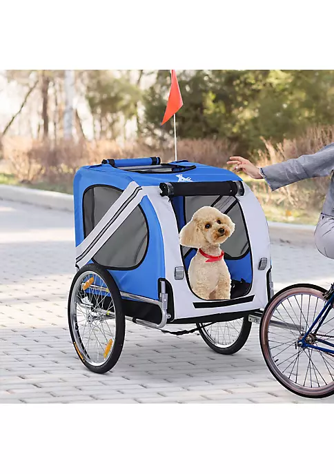 Aosom Dog Bike Trailer Pet Cart Bicycle Wagon Cargo Carrier Attachment for Travel with 3 Entrances Large Wheels for Off Road and Mesh Screen Light Blue / Grey 6 Aosom Dog Bike Trailer Pet Cart Bicycle Wagon Cargo Carrier Attachment for Travel with 3 Entrances Large Wheels for Off Road and Mesh Screen Light Blue / Grey - Image 4