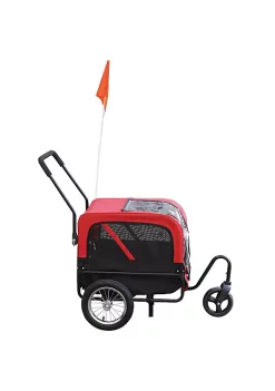 Aosom Elite Jr Dog Bike Trailer 2 In 1 Pet Stroller Cart Bicycle Wagon Cargo Carrier Attachment for Travel with 360 Degree Swivel Wheels and Large Easy Entry Red -Cheap Altea Milano Shop Belk 1060