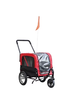 Aosom Elite Jr Dog Bike Trailer 2 In 1 Pet Stroller Cart Bicycle Wagon Cargo Carrier Attachment for Travel with 360 Degree Swivel Wheels and Large Easy Entry Red -Cheap Altea Milano Shop Belk 1062