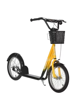 Aosom Youth Scooter Kick Scooter with Adjustable Handlebars Double Brakes 16" Inflatable Rubber Tires Basket Cupholder Mudguard Ages 5 12 years old Orange -Cheap Altea Milano Shop Belk 1072