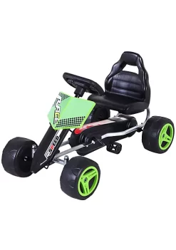 Aosom Kids Go Kart 4 Wheeled Ride On Pedal Car Racer for 3 years for Boys and Girls Outdoor Green
