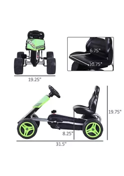 Aosom Kids Go Kart 4 Wheeled Ride On Pedal Car Racer for 3 years for Boys and Girls Outdoor Green -Cheap Altea Milano Shop Belk 1088