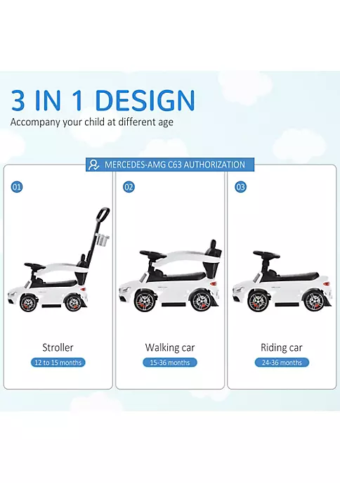 Aosom Push Cars for Toddlers Ride On and Push Car Stroller Sliding Walking Car with Underneath Storage Compartment and Working Steering Wheel White 6 Aosom Push Cars for Toddlers Ride On and Push Car Stroller Sliding Walking Car with Underneath Storage Compartment and Working Steering Wheel White - Image 4