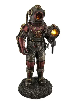 Veronese Design Lighted Steampunk Skeleton In Diving Suit Statue