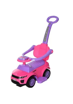 Aosom 3 In 1 Push Cars for Toddlers Kid Ride on Push Car Stroller Sliding Walking Car with Horn Music Light Function Secure Bar Ride on Toy for Boy Girl 1 3 Years Old Pink