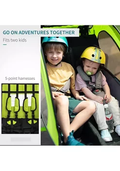 Aosom 2 in 1 Folding Child Bike Trailer and Baby Stroller with Safety Flag Light Reflectors and 5 Point Harness Green -Cheap Altea Milano Shop Belk 1134