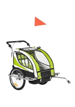 Aosom 2 in 1 Folding Child Bike Trailer and Baby Stroller with Safety Flag Light Reflectors and 5 Point Harness Green -Cheap Altea Milano Shop Belk 1135