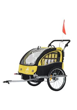 Aosom Elite 360 Swivel 2 In 1 Double Child Two Wheel Bicycle Cargo Trailer Stroller With 2 Security Harnesses Yellow -Cheap Altea Milano Shop Belk 1140