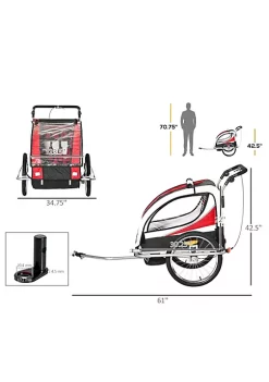 Aosom 2 in 1 Folding Child Bike Trailer and Baby Stroller with Safety Flag Light Reflectors and 5 Point Harness Red -Cheap Altea Milano Shop Belk 1148