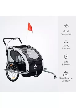 Aosom Elite 2 In 1 Three Wheel Bicycle Cargo Trailer and Jogger for Two Children with 2 Security Harnesses and Storage White -Cheap Altea Milano Shop Belk 1154