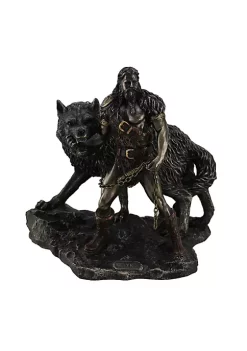 Veronese Design Norse God Tyr and the Binding of Fenrir Bronze Finish Statue