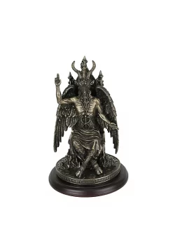 Veronese Design Resin Baphomet Statue Satanic Decor Sculpture Bronze Finish Cherry Wood Plinth