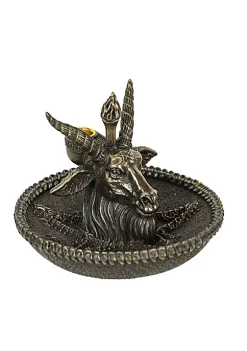 Veronese Design Baphomet Goat Head Ritual Altar Bronze Finish Backflow Incense Burner 5 Inches