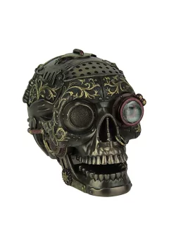 Veronese Design Steampunk Style Human Skull Bronze Finished Statue With Movable Jaw