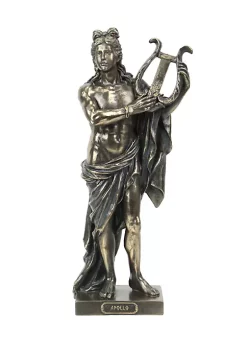 Veronese Design Classic Ancient Greek God Apollo Holding Lyre Bronze Finished Tabletop Statue -Cheap Altea Milano Shop Belk 449