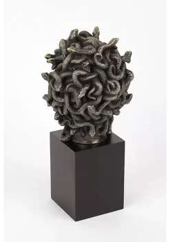 Veronese Design Cast Bronze Resin Medusa Head Figure on Plinth Bust Sculpture Painted Accent Art -Cheap Altea Milano Shop Belk 462