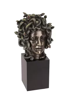 Veronese Design Cast Bronze Resin Medusa Head Figure on Plinth Bust Sculpture Painted Accent Art -Cheap Altea Milano Shop Belk 463