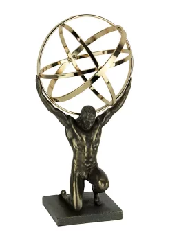 Veronese Design Bronze and Gold Finish Atlas Carrying Celestial Sphere Statue -Cheap Altea Milano Shop Belk 471