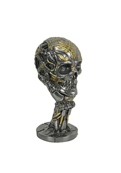 Veronese Design Silver / Gold Finished Steampunk Human Skull Statue - Robotic Arm Base -Cheap Altea Milano Shop Belk 499