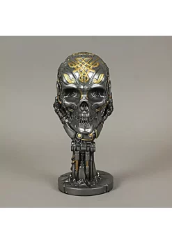 Veronese Design Silver / Gold Finished Steampunk Human Skull Statue - Robotic Arm Base -Cheap Altea Milano Shop Belk 500