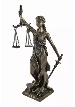 Veronese Design Bronzed La Justicia with Scales and Sword Statue 8 In.