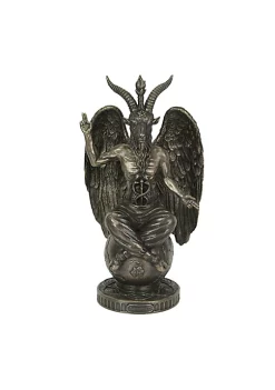 Veronese Design Baphomet Sabbatic Goat Idol Sitting On Globe Statue Satanic Occultic Altar Sculpture