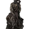 Veronese Design Asclepius Greek God of Medicine Holding Serpent Entwined Staff Bronzed Statue