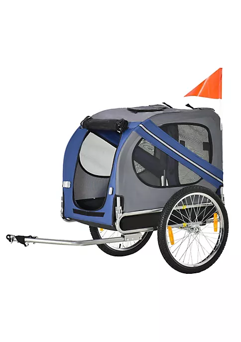 Aosom Dog Bike Trailer Pet Cart Bicycle Wagon Cargo Carrier Attachment for Travel with 3 Entrances Large Wheels for Off Road and Mesh Screen Blue / Grey 7 Aosom Dog Bike Trailer Pet Cart Bicycle Wagon Cargo Carrier Attachment for Travel with 3 Entrances Large Wheels for Off Road and Mesh Screen Blue / Grey - Image 5
