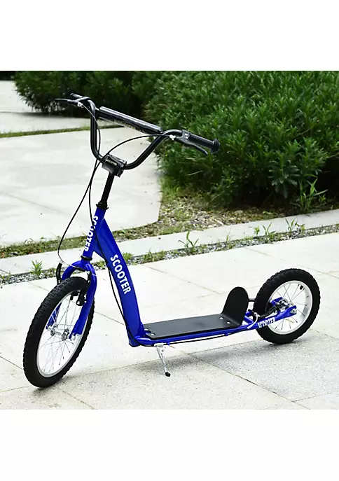 Aosom Youth Scooter Kick Scooter for Kids 5+ with Adjustable Handlebar Front and Rear Dual Brakes Inflatable Wheels Blue 4 Aosom Youth Scooter Kick Scooter for Kids 5+ with Adjustable Handlebar Front and Rear Dual Brakes Inflatable Wheels Blue - Image 2