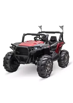 Aosom 12V 2 Seater Kids Ride On Car Electric Off Road UTV Truck Toy with Parental Remote Control and 4 Motors Camo Red