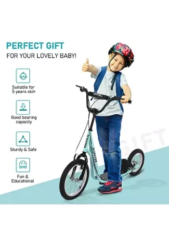 Aosom Teens Youth Kick Scooter Adjustable Handlebar Ride On Toy For 5+ w/ Front and Rear Dual Brakes Inflatable Wheels Blue -Cheap Altea Milano Shop Belk 684