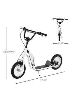 Aosom Youth Scooter Front and Rear Caliper Dual Brakes 12 Inch Inflatable Front Wheel Ride On Toy For Age 5+ White -Cheap Altea Milano Shop Belk 693