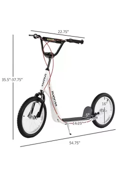 Aosom Youth Scooter Kick Scooter for Kids 5+ with Adjustable Handlebar Front and Rear Dual Brakes Inflatable Wheels White -Cheap Altea Milano Shop Belk 703