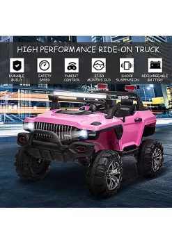Aosom Kids Ride On Car 12V RC 2 Seater Police Truck Electric Car For Kids with Full LED Lights MP3 Parental Remote Control (Pink) -Cheap Altea Milano Shop Belk 737