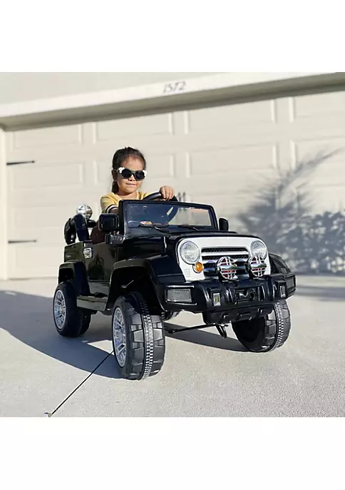 Aosom Kids Ride on Car Off Road Truck with MP3 Connection Working Horn Steering Wheel and Remote Control 12V Motor Black 4 Aosom Kids Ride on Car Off Road Truck with MP3 Connection Working Horn Steering Wheel and Remote Control 12V Motor Black - Image 2