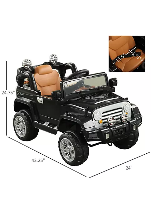 Aosom Kids Ride on Car Off Road Truck with MP3 Connection Working Horn Steering Wheel and Remote Control 12V Motor Black 5 Aosom Kids Ride on Car Off Road Truck with MP3 Connection Working Horn Steering Wheel and Remote Control 12V Motor Black - Image 3