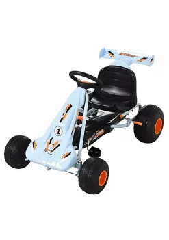 Aosom Pedal Go Kart Children Ride on Car Cute Style with Adjustable Seat Plastic Wheels Handbrake and Shift Lever White