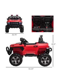 Aosom Kids Ride On Car 12V RC 2 Seater Police Truck Electric Car For Kids with Full LED Lights MP3 Parental Remote Control (Red) -Cheap Altea Milano Shop Belk 781