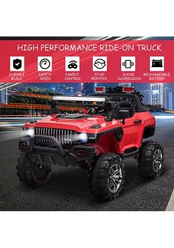 Aosom Kids Ride On Car 12V RC 2 Seater Police Truck Electric Car For Kids with Full LED Lights MP3 Parental Remote Control (Red) -Cheap Altea Milano Shop Belk 782