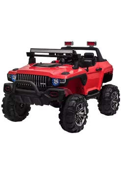 Aosom Kids Ride On Car 12V RC 2 Seater Police Truck Electric Car For Kids with Full LED Lights MP3 Parental Remote Control (Red) -Cheap Altea Milano Shop Belk 783