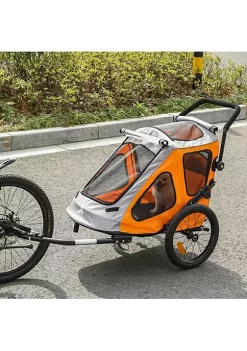 Aosom Dog Bike Trailer 2 In 1 Pet Stroller Cart Bicycle Wagon Cargo Carrier Attachment for Travel with 360 Swivel Wheel Reflectors Parking Brake Straps Cup Holder Orange -Cheap Altea Milano Shop Belk 797