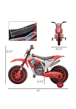 Aosom 12V Kids Motorcycle Dirt Bike Electric Battery Powered Ride On Toy Off road Street Bike with Charging Battery Training Wheels Red -Cheap Altea Milano Shop Belk 820