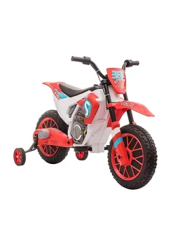 Aosom 12V Kids Motorcycle Dirt Bike Electric Battery Powered Ride On Toy Off road Street Bike with Charging Battery Training Wheels Red -Cheap Altea Milano Shop Belk 821