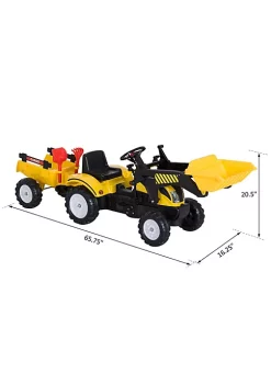 Aosom Ride On Kids Bulldozer/Excavator Toy with Real Working Dirt Bucket Easy Pedal Controls 6 Wheels and Cargo Trailer -Cheap Altea Milano Shop Belk 829