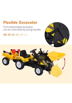 Aosom Ride On Kids Bulldozer/Excavator Toy with Real Working Dirt Bucket Easy Pedal Controls 6 Wheels and Cargo Trailer -Cheap Altea Milano Shop Belk 830