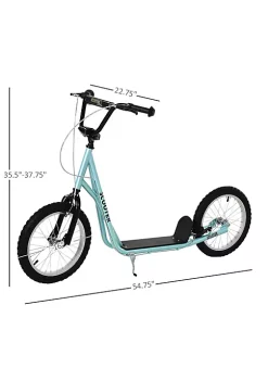 Aosom Youth Scooter Kick Scooter for Kids 5+ Adjustable Handlebar Front and Rear Dual Brakes Inflatable Wheels Blue -Cheap Altea Milano Shop Belk 834